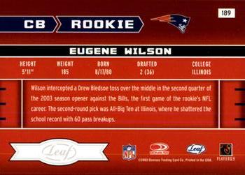 2003 Leaf Rookies & Stars #189 Eugene Wilson Back