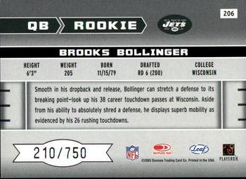 2003 Leaf Rookies & Stars #206 Brooks Bollinger Back