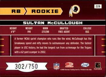 2003 Leaf Rookies & Stars #228 Sultan McCullough Back