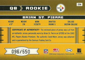 2003 Leaf Rookies & Stars #256 Brian St. Pierre Back