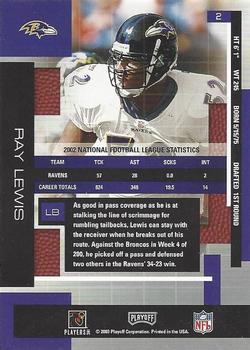 2003 Playoff Absolute Memorabilia #2 Ray Lewis Back