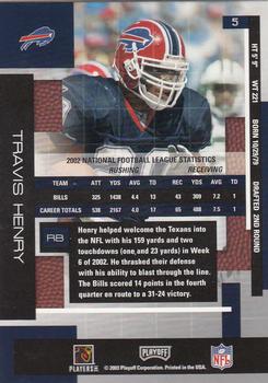 2003 Playoff Absolute Memorabilia #5 Travis Henry Back