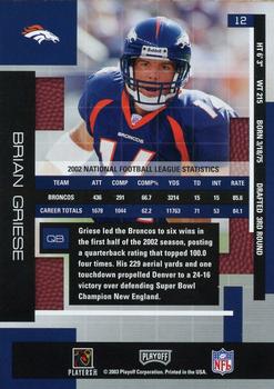 2003 Playoff Absolute Memorabilia #12 Brian Griese Back