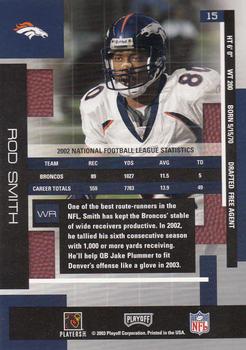 2003 Playoff Absolute Memorabilia #15 Rod Smith Back