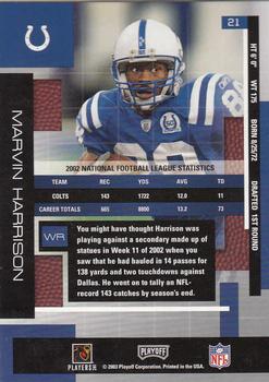 2003 Playoff Absolute Memorabilia #21 Marvin Harrison Back