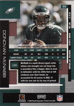 2003 Playoff Absolute Memorabilia #83 Donovan McNabb Back