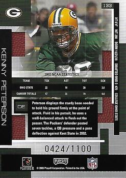 2003 Playoff Absolute Memorabilia #133 Kenny Peterson Back