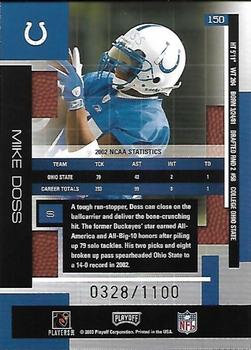 2003 Playoff Absolute Memorabilia #150 Mike Doss Back