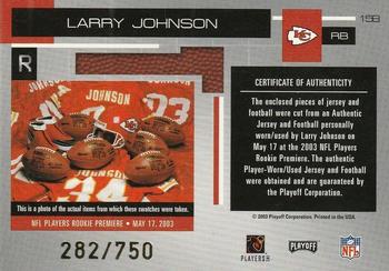 2003 Playoff Absolute Memorabilia #158 Larry Johnson Back
