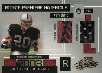 2003 Playoff Absolute Memorabilia #160 Justin Fargas Front