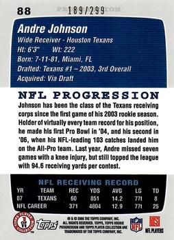 2008 Topps Rookie Progression - Silver #88 Andre Johnson Back