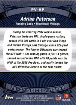 2008 Topps Rookie Progression - Veterans #PV-AP Adrian Peterson Back
