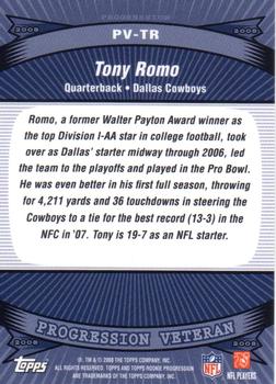 2008 Topps Rookie Progression - Veterans #PV-TR Tony Romo Back