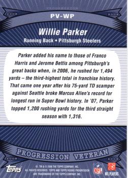 2008 Topps Rookie Progression - Veterans #PV-WP Willie Parker Back