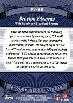 2008 Topps Rookie Progression - Veterans Game Worn Jerseys Gold #PV-BE Braylon Edwards Back
