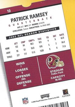 2003 Playoff Contenders #10 Patrick Ramsey Back