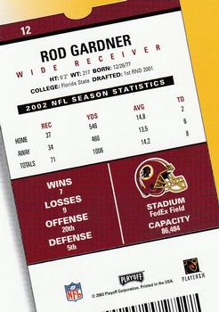 2003 Playoff Contenders #12 Rod Gardner Back