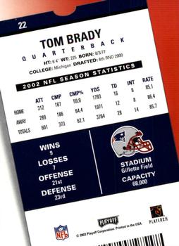 2003 Playoff Contenders #22 Tom Brady Back