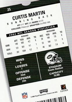 2003 Playoff Contenders #25 Curtis Martin Back