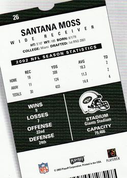 2003 Playoff Contenders #26 Santana Moss Back