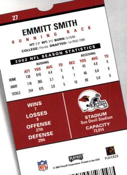 2003 Playoff Contenders #27 Emmitt Smith Back