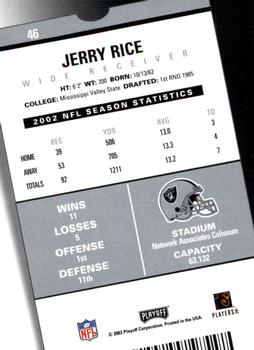 2003 Playoff Contenders #46 Jerry Rice Back
