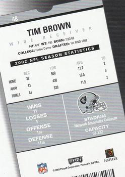2003 Playoff Contenders #48 Tim Brown Back