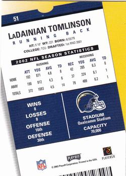 2003 Playoff Contenders #51 LaDainian Tomlinson Back