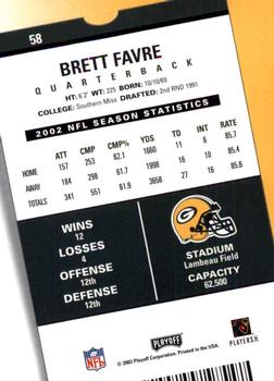2003 Playoff Contenders #58 Brett Favre Back