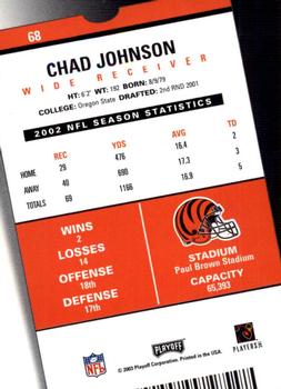 2003 Playoff Contenders #68 Chad Johnson Back