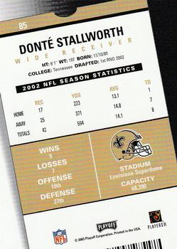 2003 Playoff Contenders #85 Donte Stallworth Back
