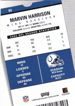 2003 Playoff Contenders #94 Marvin Harrison Back