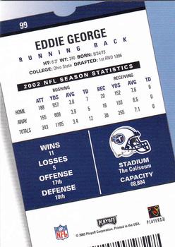 2003 Playoff Contenders #99 Eddie George Back