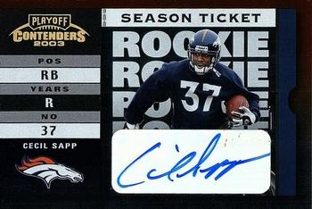 2003 Playoff Contenders #113 Cecil Sapp Front