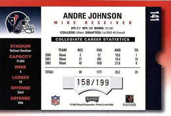 2003 Playoff Contenders #141 Andre Johnson Back