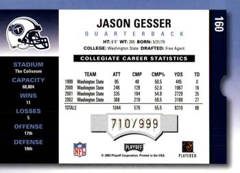 2003 Playoff Contenders #160 Jason Gesser Back
