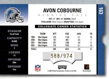 2003 Playoff Contenders #163 Avon Cobourne Back
