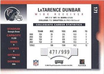 2003 Playoff Contenders #171 LaTarence Dunbar Back