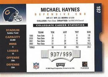 2003 Playoff Contenders #187 Michael Haynes Back