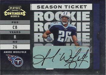 2003 Playoff Contenders #184 Andre Woolfolk Front