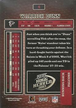 2003 Playoff Hogg Heaven #4 Warrick Dunn Back