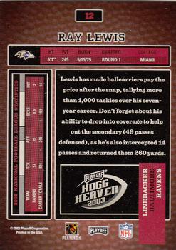 2003 Playoff Hogg Heaven #12 Ray Lewis Back