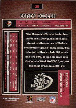 2003 Playoff Hogg Heaven #30 Corey Dillon Back