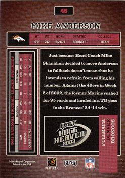2003 Playoff Hogg Heaven #46 Mike Anderson Back