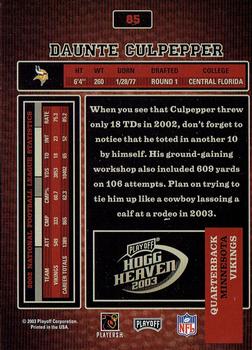 2003 Playoff Hogg Heaven #85 Daunte Culpepper Back