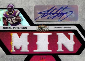 2008 Topps Triple Threads - Autographed Relic Red #TTRA-157 Adrian Peterson Front