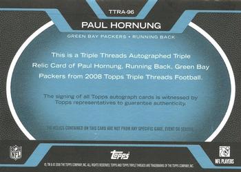 2008 Topps Triple Threads - Autographed Relic Sapphire #TTRA-96 Paul Hornung Back
