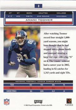 2003 Playoff Honors #3 Amani Toomer Back