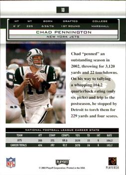 2003 Playoff Honors #13 Chad Pennington Back