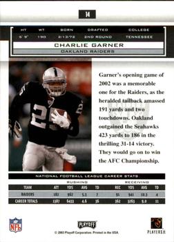 2003 Playoff Honors #14 Charlie Garner Back